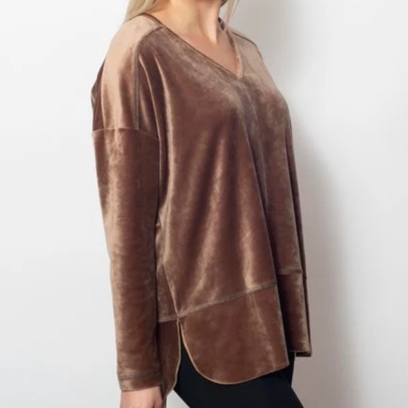 SNOSKINS Velvet Set Top-Pant Ivory SzM Pullover Vneck Elastic Waist Band Pants - Picture 15 of 16